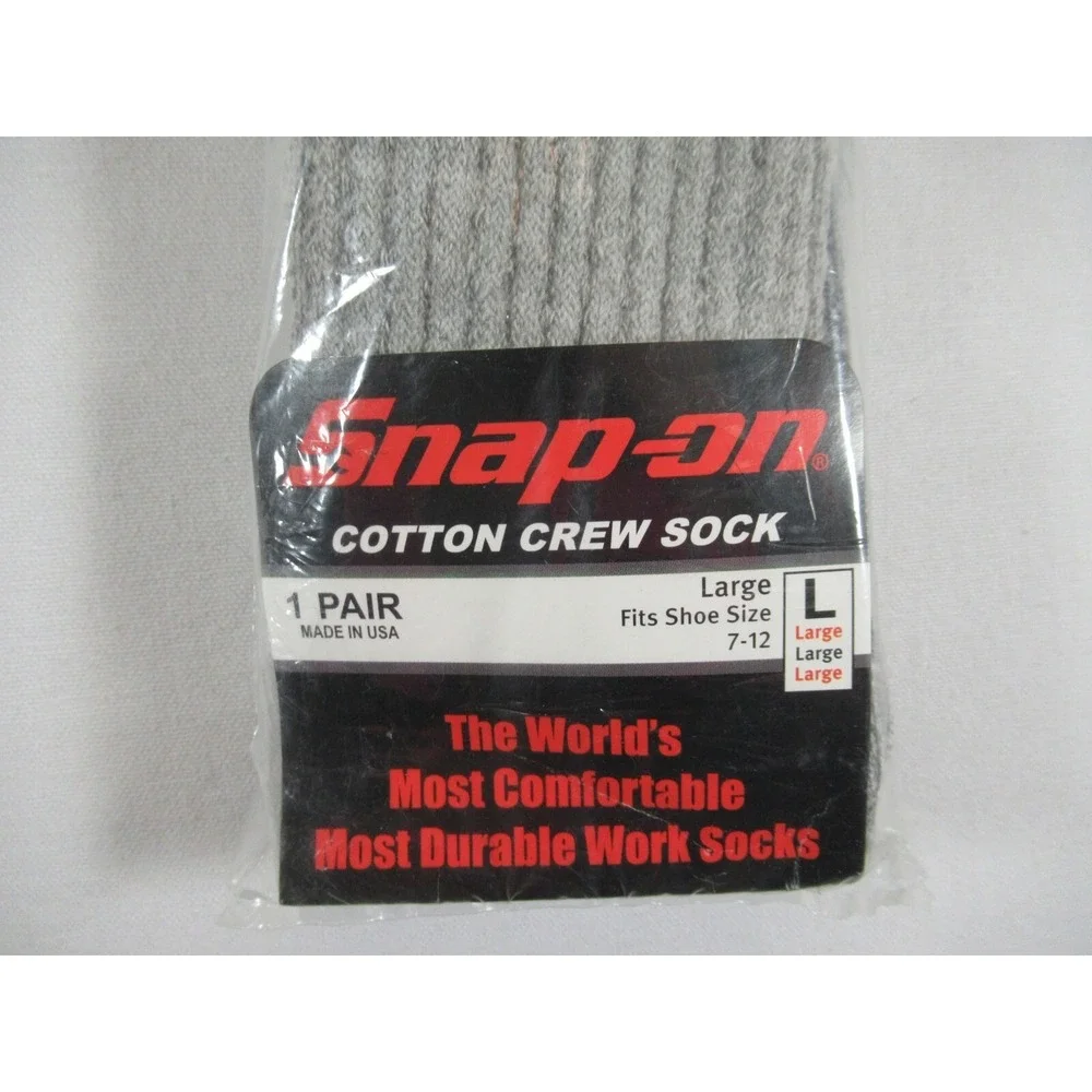 Snap On Cotton Blend Crew Socks Men Size Large 7-12 Gray